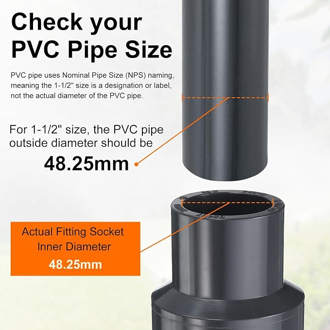 HARFINGTON PVC Reducing Coupling 1-1/2 x 1" Increaser/Reducer Coupling Pipe - Image 4