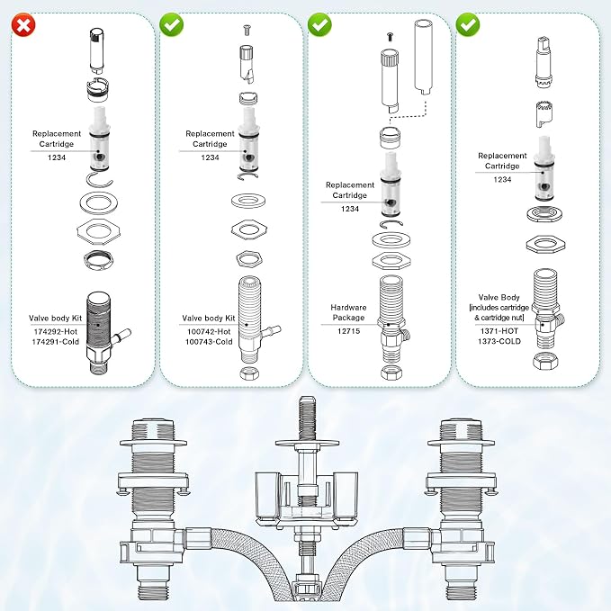 2 Pcs Faucet Cartridge Replacement Kit Compatible - Image 5