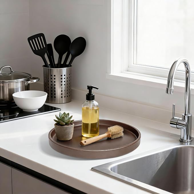 2 Pack 9" Bathroom and Vanity Tray, ABS Bathroom Counter Organizer, Coffee - Image 4