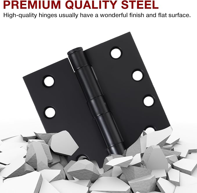 TDCHINGES Heavy Duty Matte Black Door Hinges 4.5Inch x 4 1/2" Square 1 Pack | - Image 5