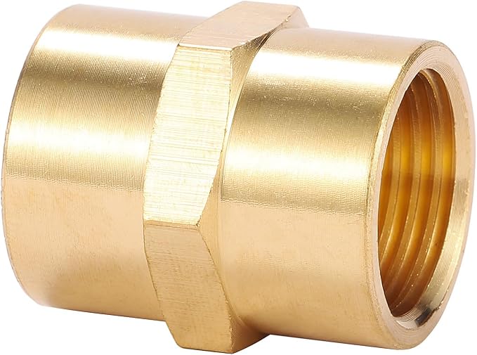 2 Pack 3/8" x 3/8" NPT Coupler, Brass Female Pipe Fitting - Image 3