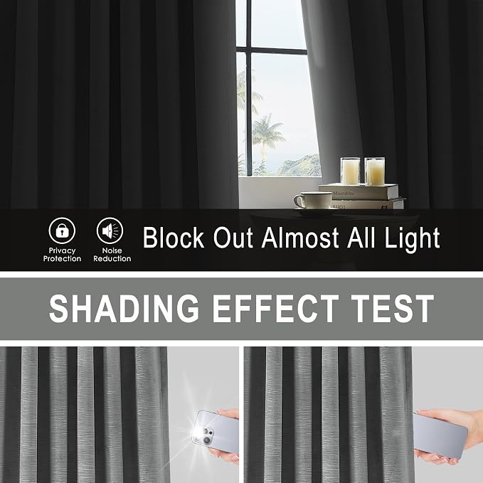 Vision Home Dark Gray Velvet Pinch Pleated Blackout Curtains 40Wx112L Inch | 2 - Image 4