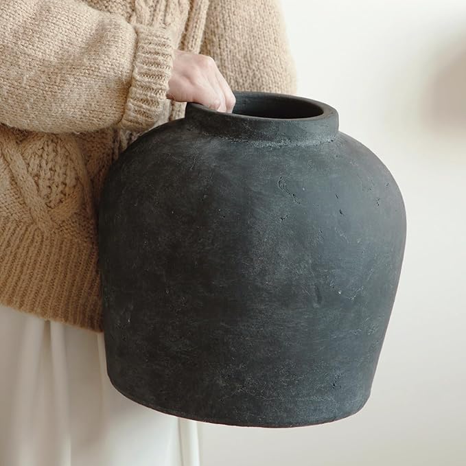 Large Ceramic Vase, Rustic Farmhouse Terracotta Flower Vase by Tuioyoc