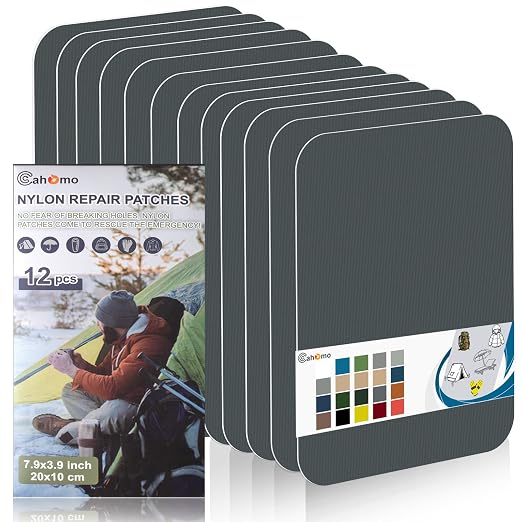 Cahomo 7.9x3.9 inch 12 PCS Nylon Repair Patch Nylon Repair Tape Self Adhesive by Cahomo