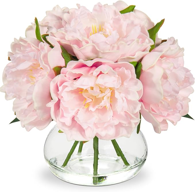 Hollyone Pink Peonies Artificial Flowers by Hollyone