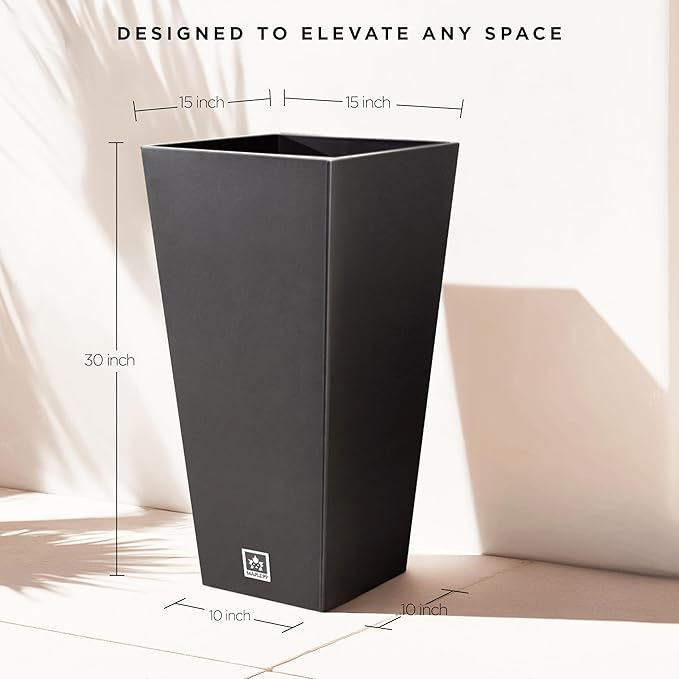 Tall Outdoor Planter 30 Inch 2-Pack, Tapered Design - Image 2