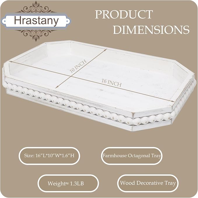 Hrastany Whitewashed Wood Serving Tray - Image 2