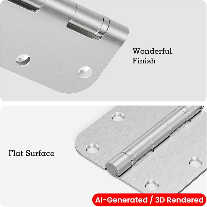TDCHINGES Rounded Brushed Nickel Door Hinges 3.5 Inch 5/8" Lasting Mute | 6 - Image 6