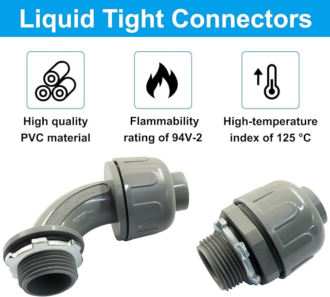 10Pcs 3/4 Inch NPT Liquid Tight Connector | Nonmetallic Electrical Conduit - Image 5
