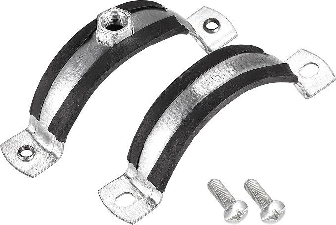 uxcell Adjustable Pipe Bracket Clamp, 2-1/2" Wall Ceiling Mount Iron Pipe Strap - Image 5