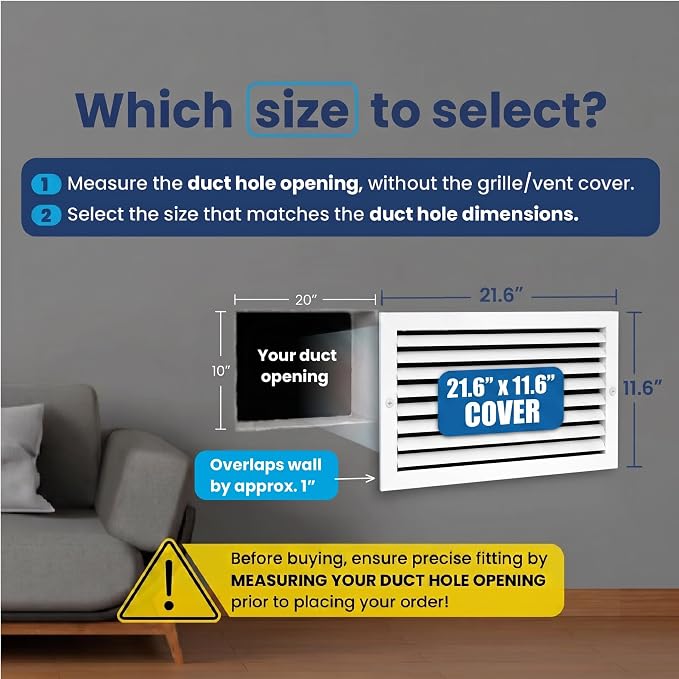 20x10 Aluminum Wall Ceiling Air Return Vent Cover HVAC Rustproof Grille - Image 2