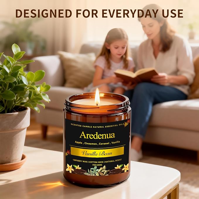 Vanilla Bean Odor Eliminating Candles, 7 oz Soy Scented Candle | Eliminates 95% - Image 5