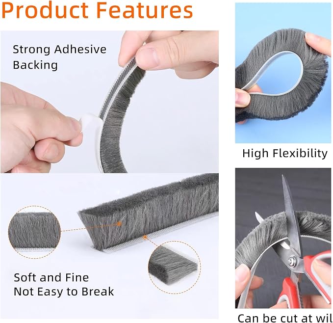 66 Ft Self-Adhesive Weather Stripping Door Seal Strip - Image 4