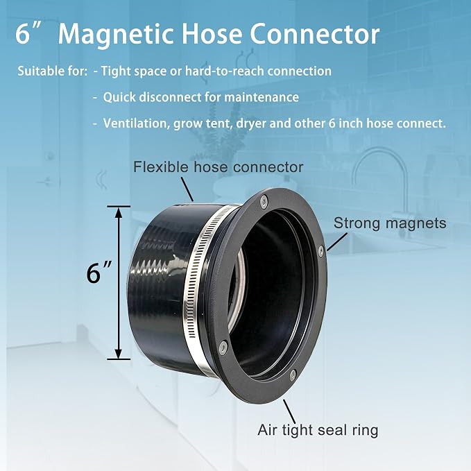 6" Magnetic Hose Connector, Quick Snap Coupler - Image 2