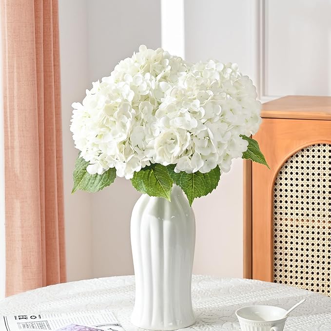 3Pcs 21in Hydrangea Artificial Flowers, Latex Real Touch Hydrangeas Lifelike - Image 2