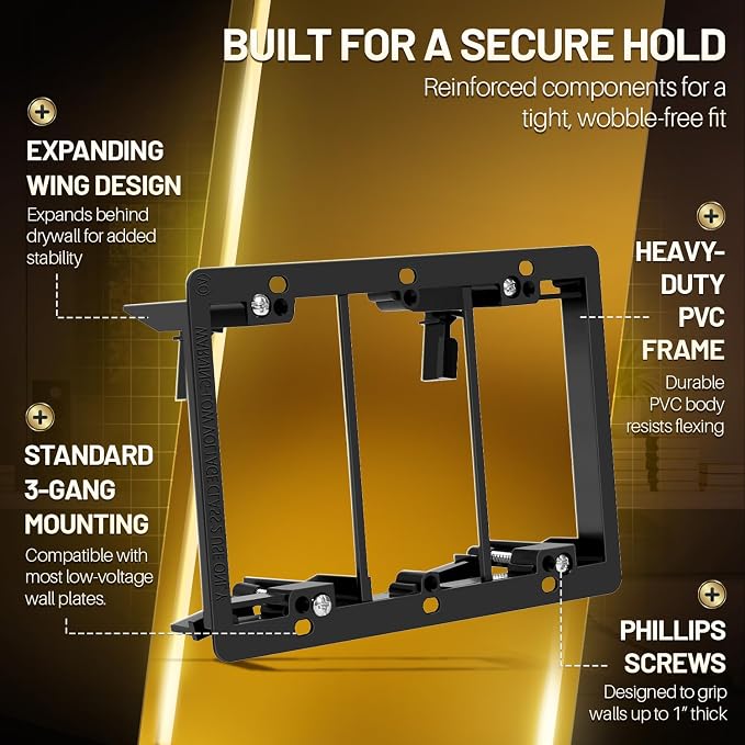 TNP 1 Gang Low Voltage Mounting Bracket, Old Work Drywall Box, coax and speaker - Image 8