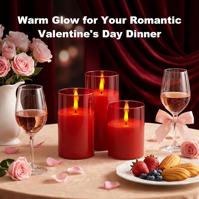 Amagic Red Glass Flameless LED Candles Battery Operated - Image 3