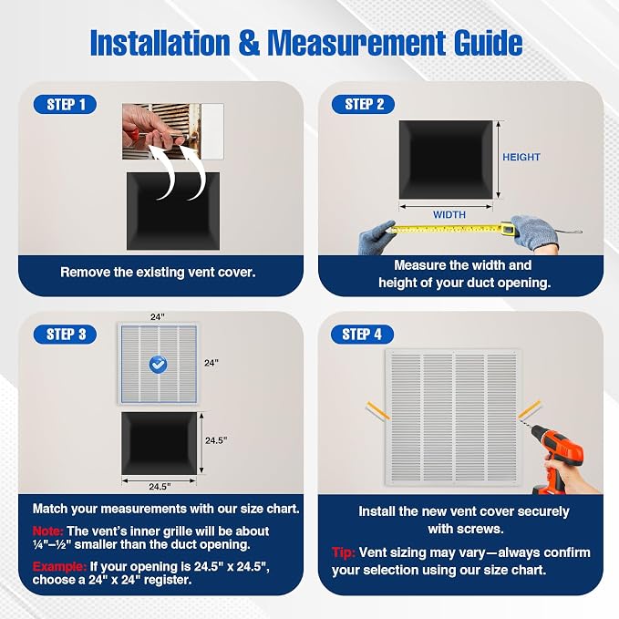 Fancat 24x24 Duct Opening | Steel Return Air Grille | Vent Cover Grill - Image 5