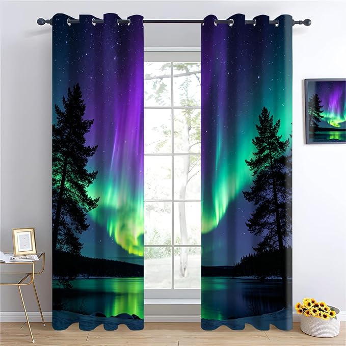 Aurora Forest Curtain, Night Sky Curtains - Image 3