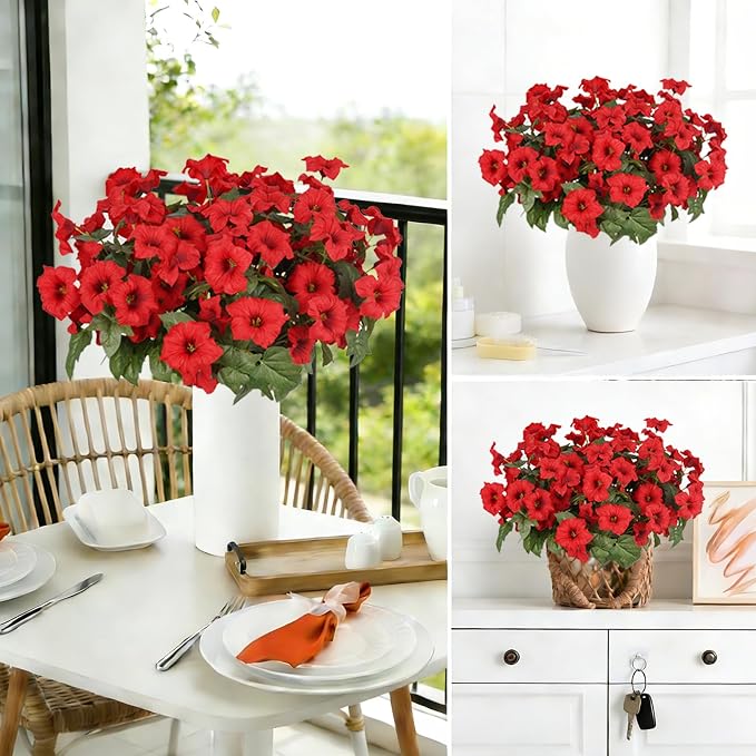 Artificial Flowers for Outdoors, Faux Petunias Spring Summer Decoration - Image 4