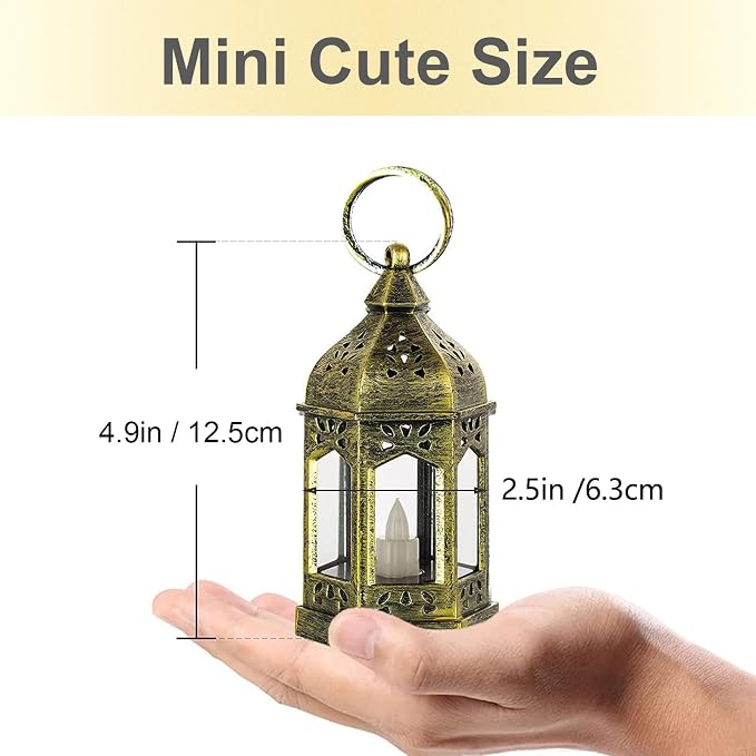 Hewory 10PCS Gold Mini Lanterns - Image 2