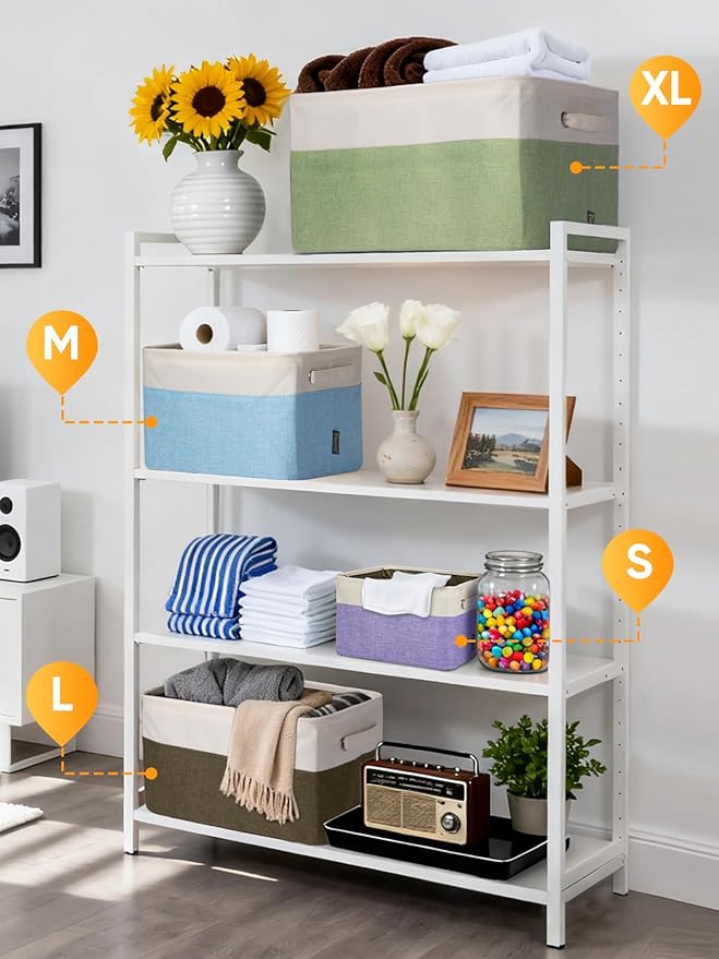 BALEINE Fabric Storage Bins for Shelves, Linen Storage Baskets for Organizing - Image 4