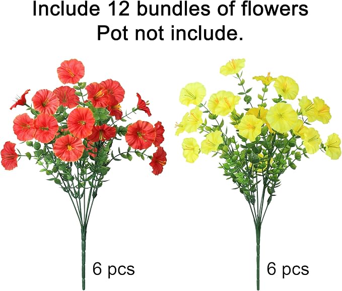 Artificial Flowers for Outdoors Fake Plants Outside Decoration, 12 Bundles Silk - Image 5