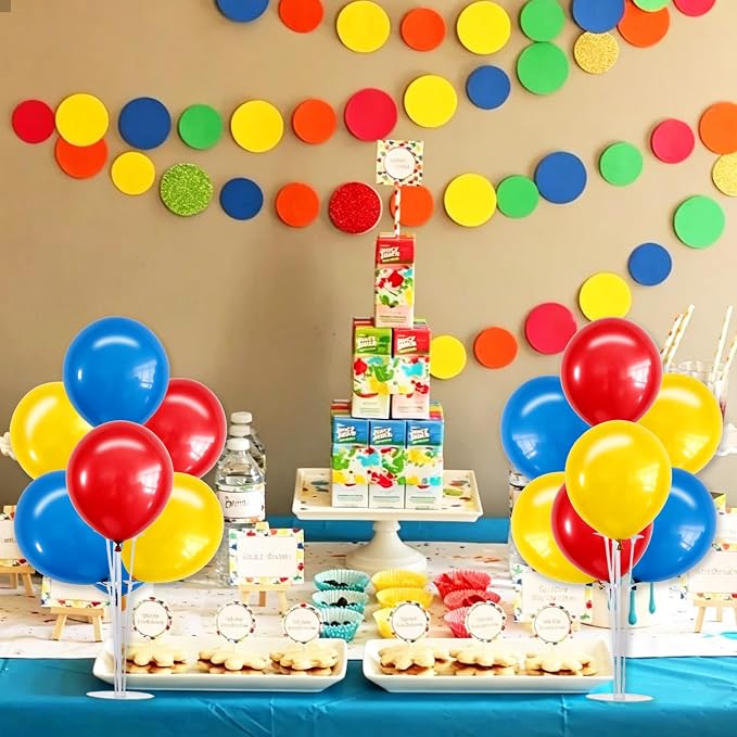 TONIFUL 4 Set Red Yellow Blue Balloon Stand Balloon Centerpieces - Image 4