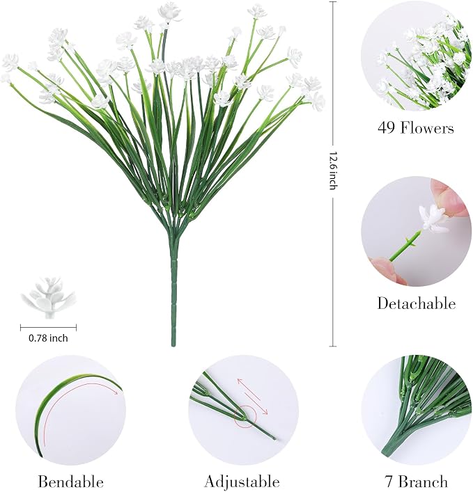 AGIRL Artificial Flowers Outdoor UV Resistant Fake Plant Garden Patio Decor | - Image 2