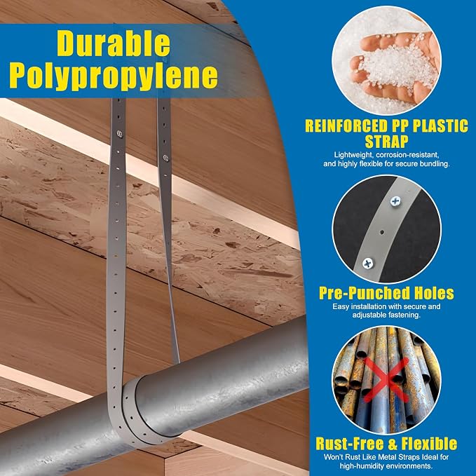 Plastic Hanger Strap 3/4 Inch x 52Feet Reinforced Flexible Hanger Strap - Image 3