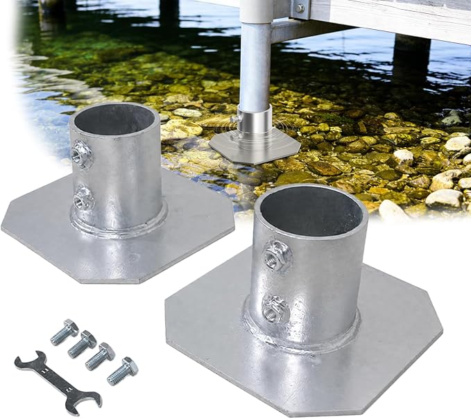 Stationary Dock Bottom Pad 2 Pcs, Floating Dock Brackets Hardware by Vlaeng