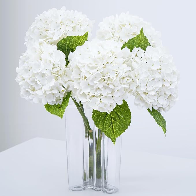 21" Real Touch White Hydrangea Artificial Flowers by Waipfaru