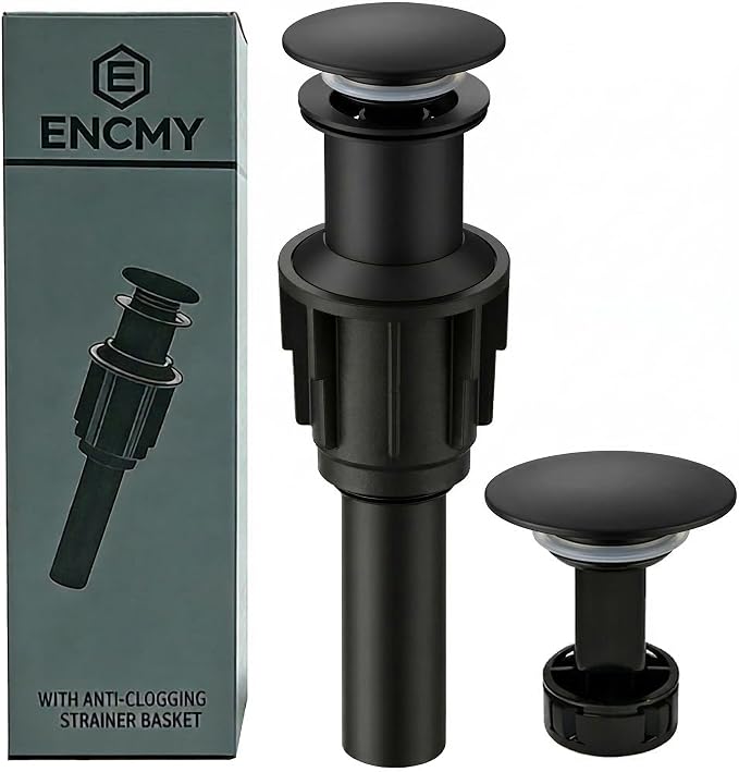 Bathroom Sink Drain Without Overflow- Matte Black Pop up Drain by Unknown