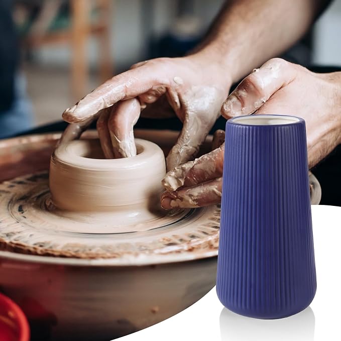 Navy Blue Ceramic Vase, GUKJOB Small Cute Flower Vase - Image 7