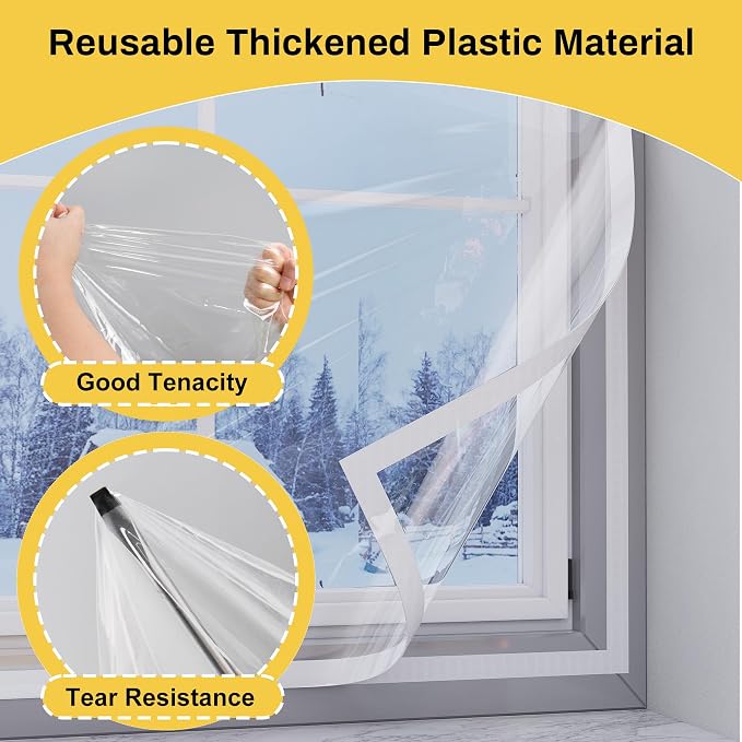 Window Insulation Kit, Reusable Transparent Plastic Film - Image 4