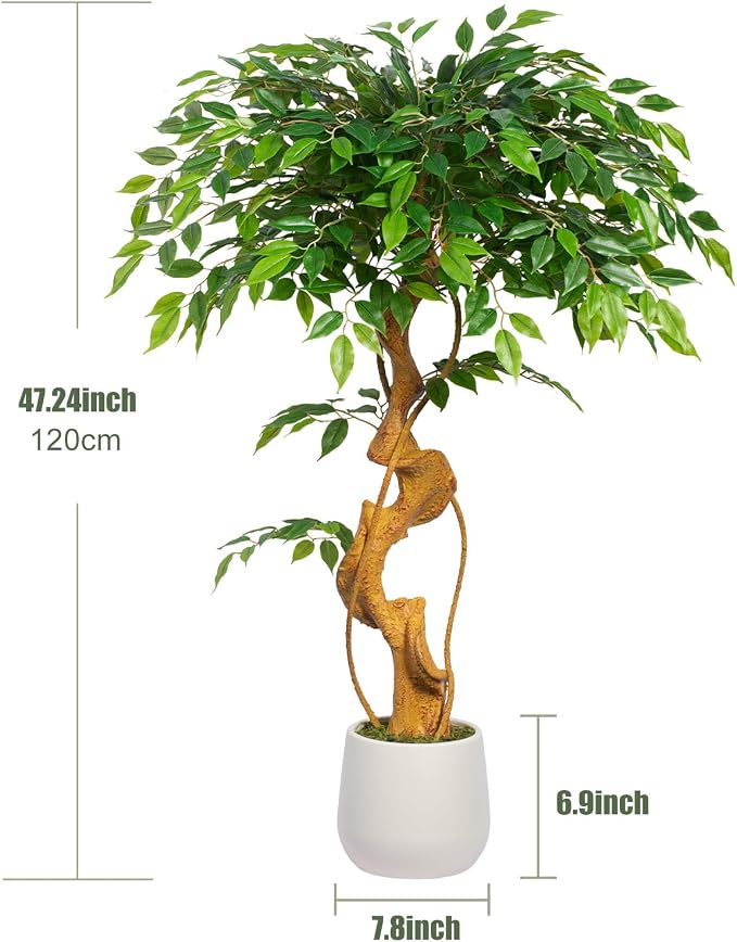 4FT Artificial Ficus Tree, 48in Fake Silk Tree - Image 2