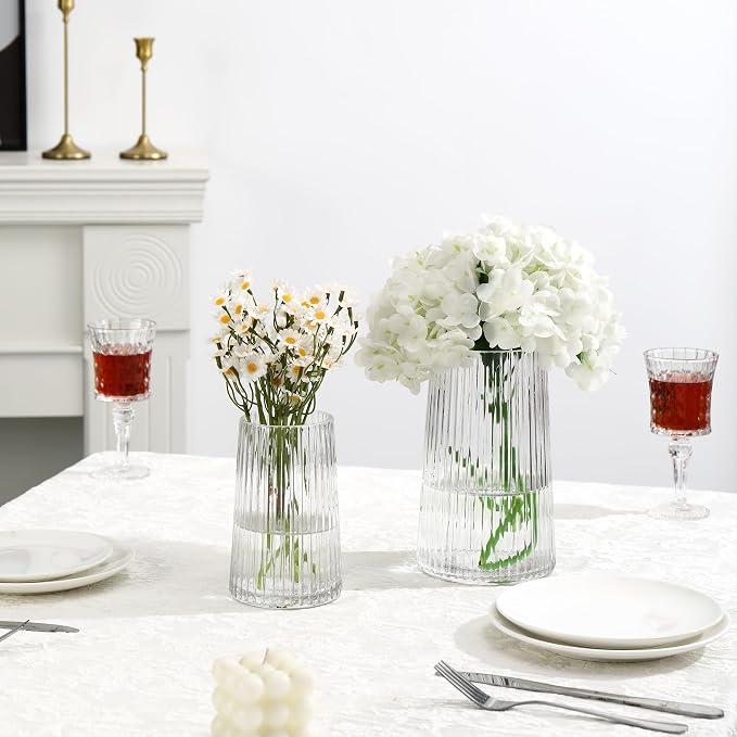 Ribbed Flower Vases Set of 2, Flower Vase - Image 5