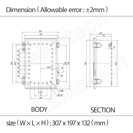 Electrical Box, IP67 Waterproof Hinged Cover Stainless Steel Latch Junction Box - Image 8