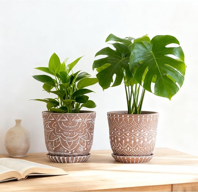 Gepege Ceramic Plant Pots, 6 Inch Indoor Planters - Image 5