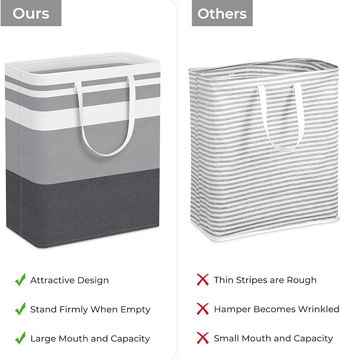 HomeHacks 2-Pack Large Laundry Basket, Waterproof, Freestanding Laundry Hamper - Image 3