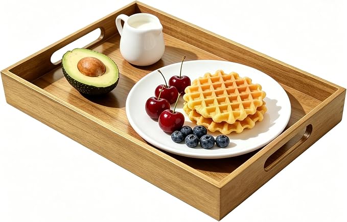 17 x 12 Inch Acacia Wood Large Serving Tray - Image 8