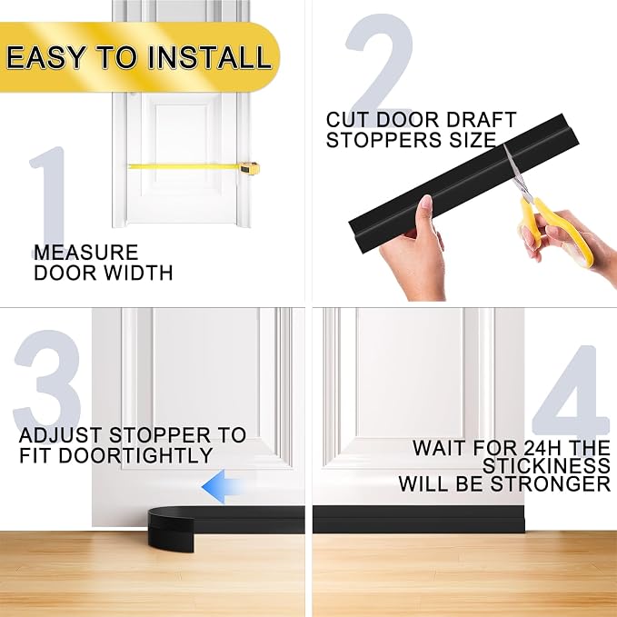 Door Draft Stopper for Bottom of Door, Weather Stripping Door Seal Door Gap - Image 6