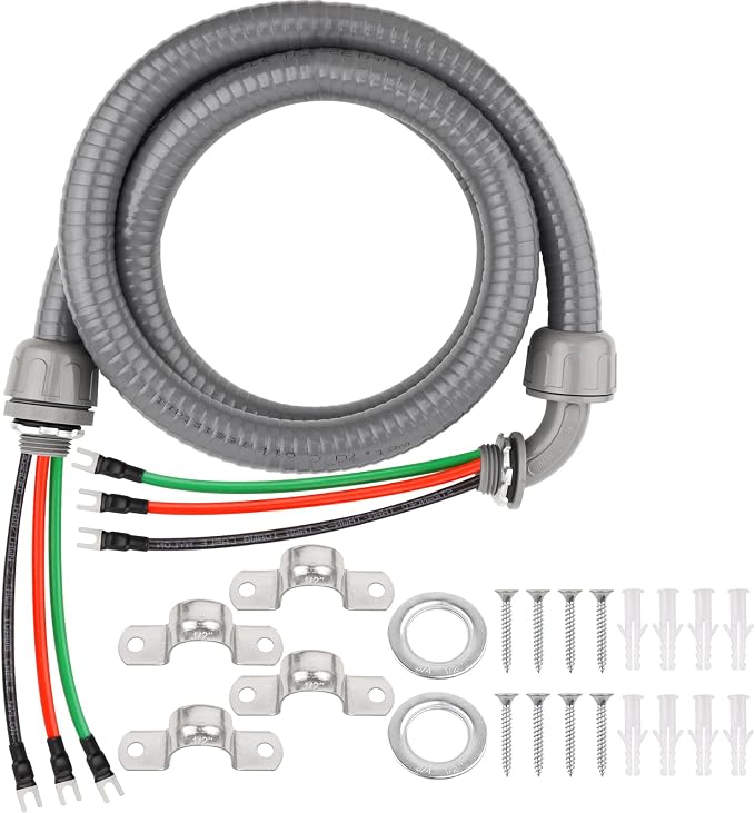 6FT Non-Metallic Liquid-Tight Conduit Kit, 1/2" Pre-Wired Electrical Whip by XRDS-RF