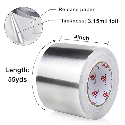 BOMEI PACK Aluminum Foil Tape, Heavy Duty Metal Duct Tape, High Temperature - Image 2