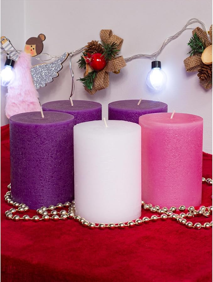 3x4 Inch Advent Pillar Candles Set of 5 - Image 4