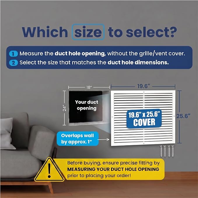 18x24 Aluminum Wall Ceiling Air Return Vent Cover HVAC Rustproof Grille - Image 2