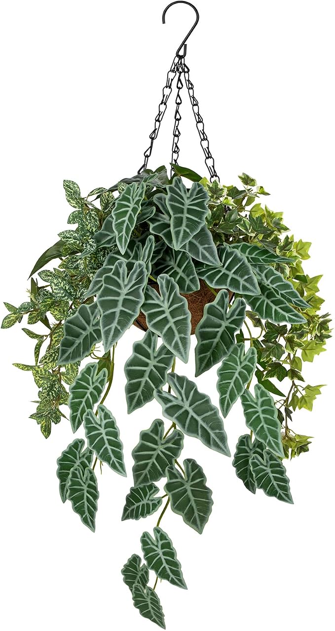 Fake Hanging Plant with Pot, Large Hanging Artificial Plants with Basket & - Image 8