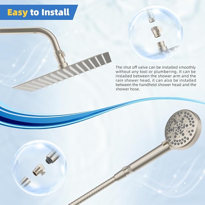 Hibbent All Metal 3 Pack Shower Head Flow Control Valve, G1/2 Brass Shut-off - Image 8