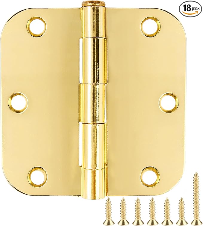 18 Pack Door Hinges for Doors Interior 3 1/2 Door Hinges 3.5 Inch 5/8" Radius by JIWDOORHINGESFORHOME