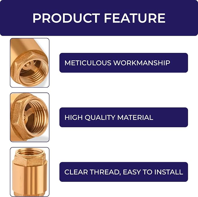 Lakesstory Brass 1/2" NPT Female One Way Check Valve, 0.5" Inch Float, - Image 4